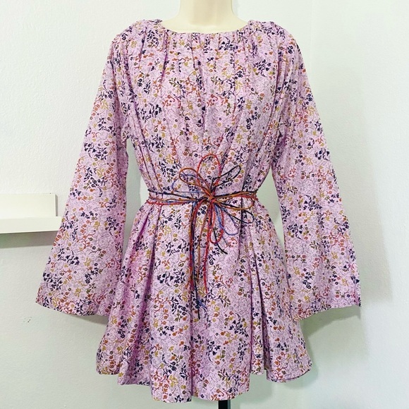 Elliette Tate Silk Cotton Mini Dress New Ditsy Floral Feminine Romantic Party - Picture 8 of 17